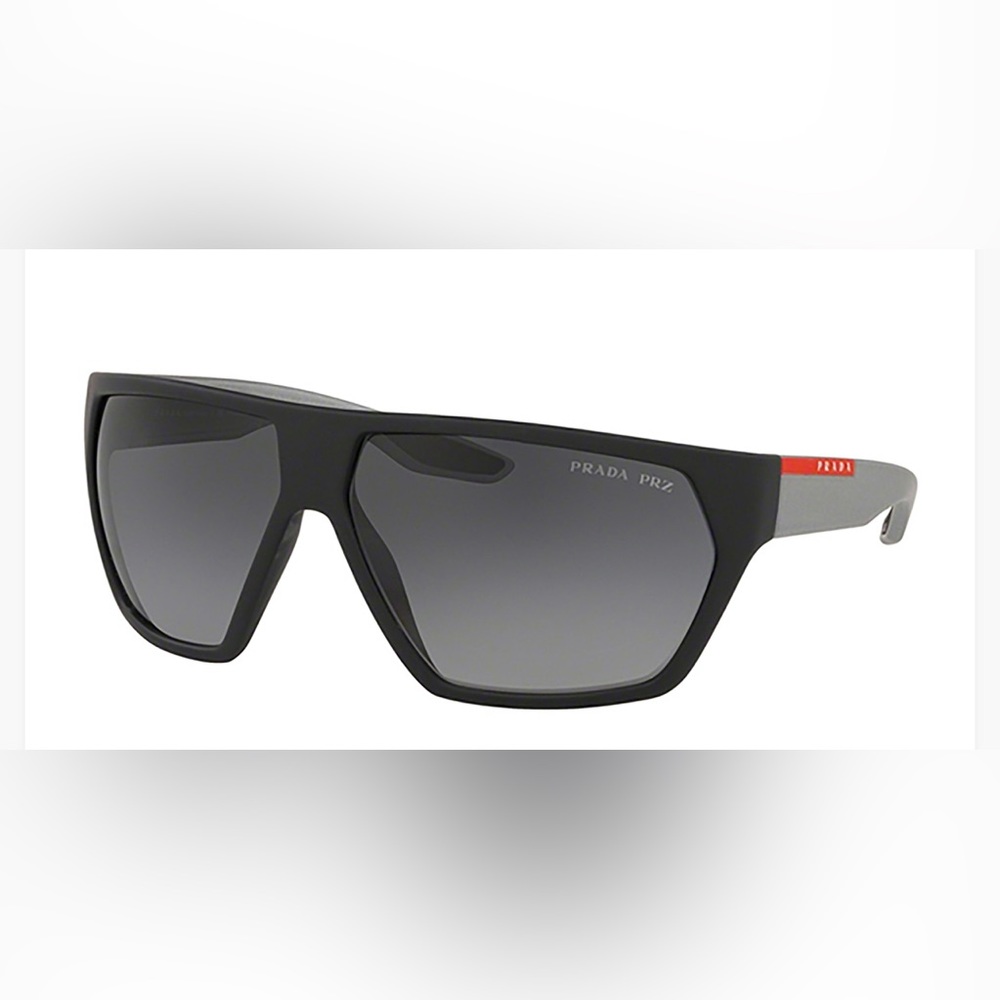 Prada Linea Rossa Polarized Black Rubber/Silver Wrap